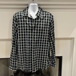 Michael Kors Mens XL Plaid Checks Button Down Shirt Brunswick Green Flip cuff